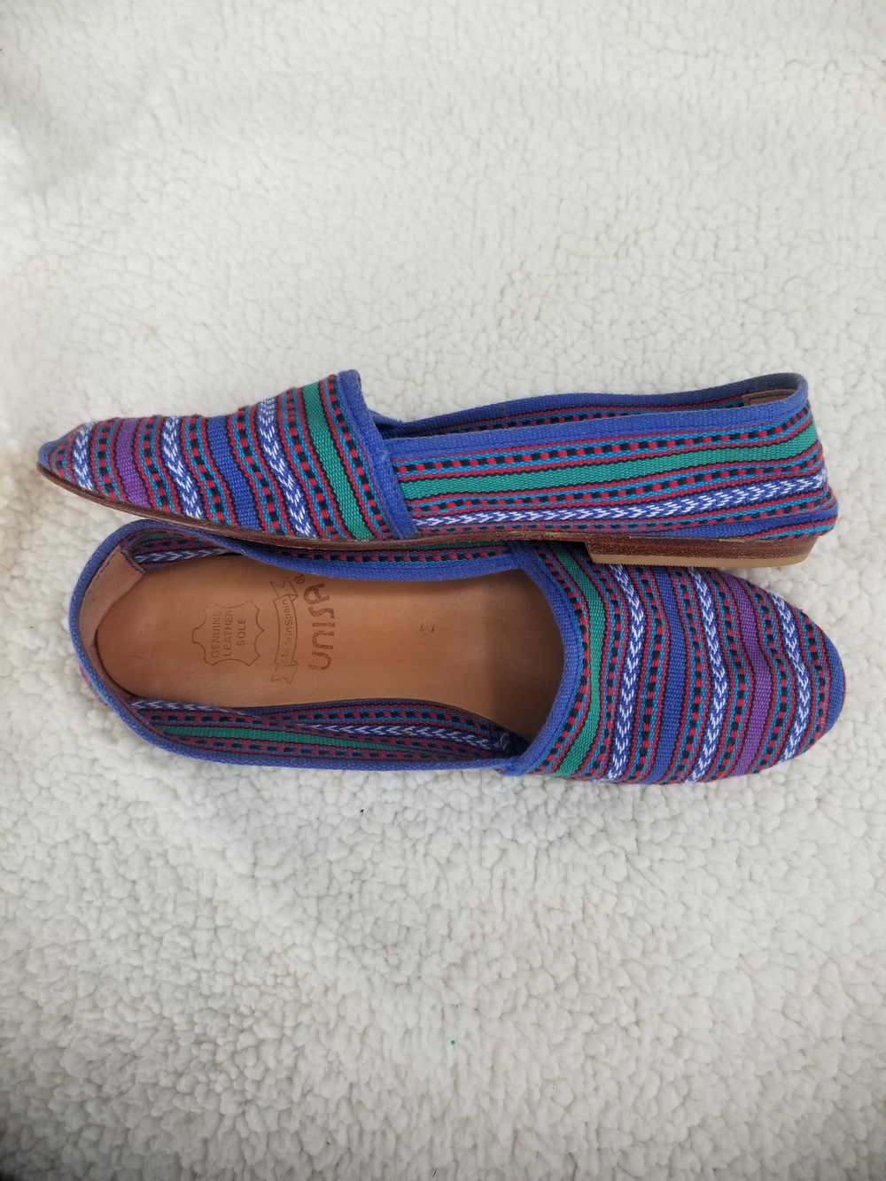 Unisa made in Spain Blue Multistripe Flats